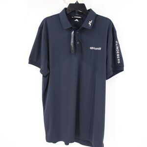 NWT J lindeberg Shirt Men's XL Tour Tech Regular Fit Golf Navy Polo collar logo